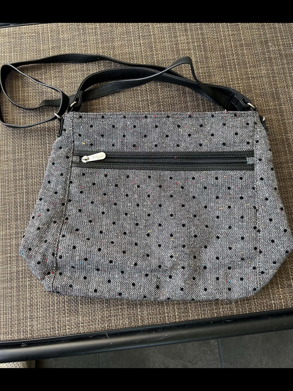 thirty-one Gray Polka Dot Crossbody with Multicolor Specks